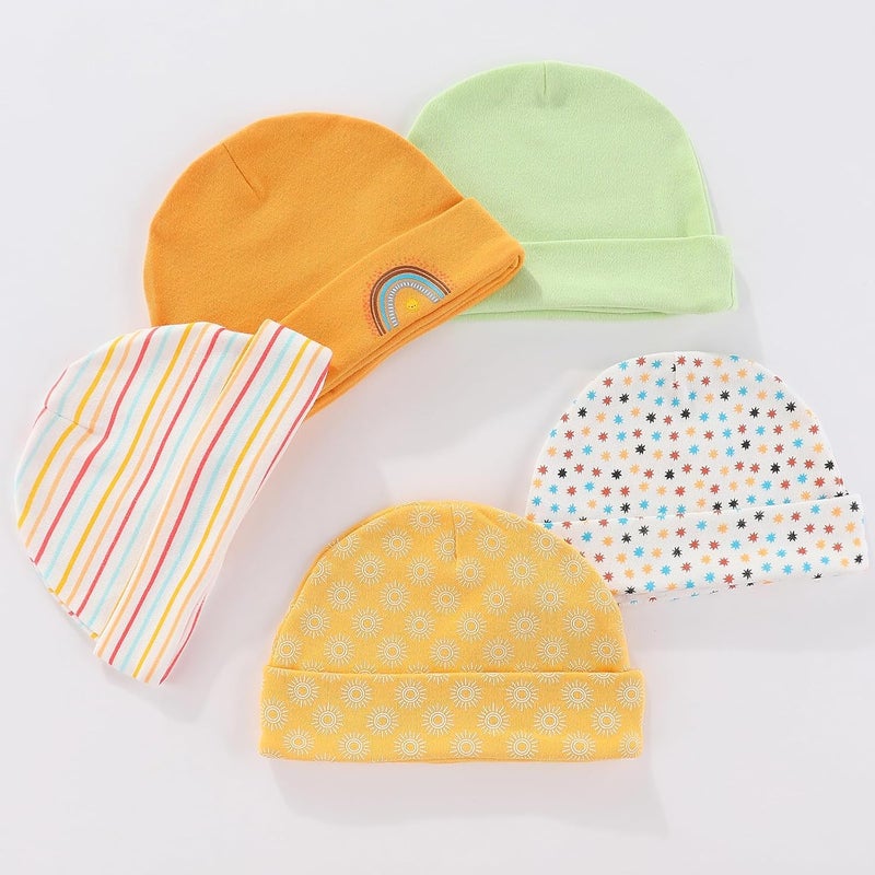 MAMIMAKA Newborn Baby Boy Girl Caps Mittens Socks Set Cotton Baby Essentials Accessories (Hats+Gloves+Socks) - Image 2